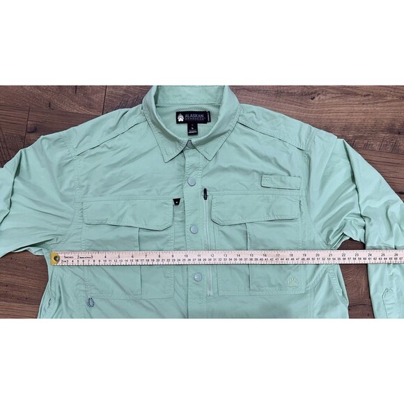 Alaskan Hardgear AKHG Button Shirt Men’s L Green Snap Front Long Sleeve Fishing - Picture 6 of 11